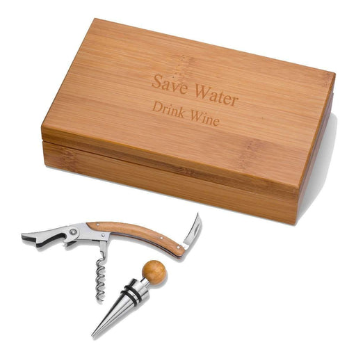 Personalized Bamboo Wine Tool Accessory Kit - Way Up Gifts