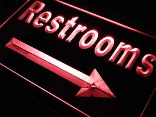 Right Arrow Restrooms LED Neon Light Sign - Way Up Gifts