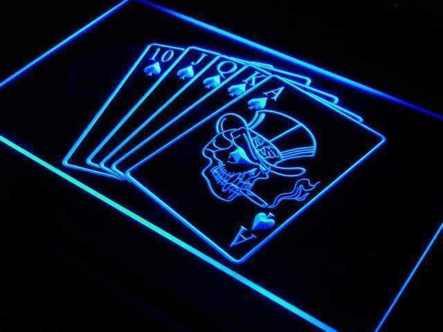 Royal Flush Poker Skull LED Neon Light Sign - Way Up Gifts