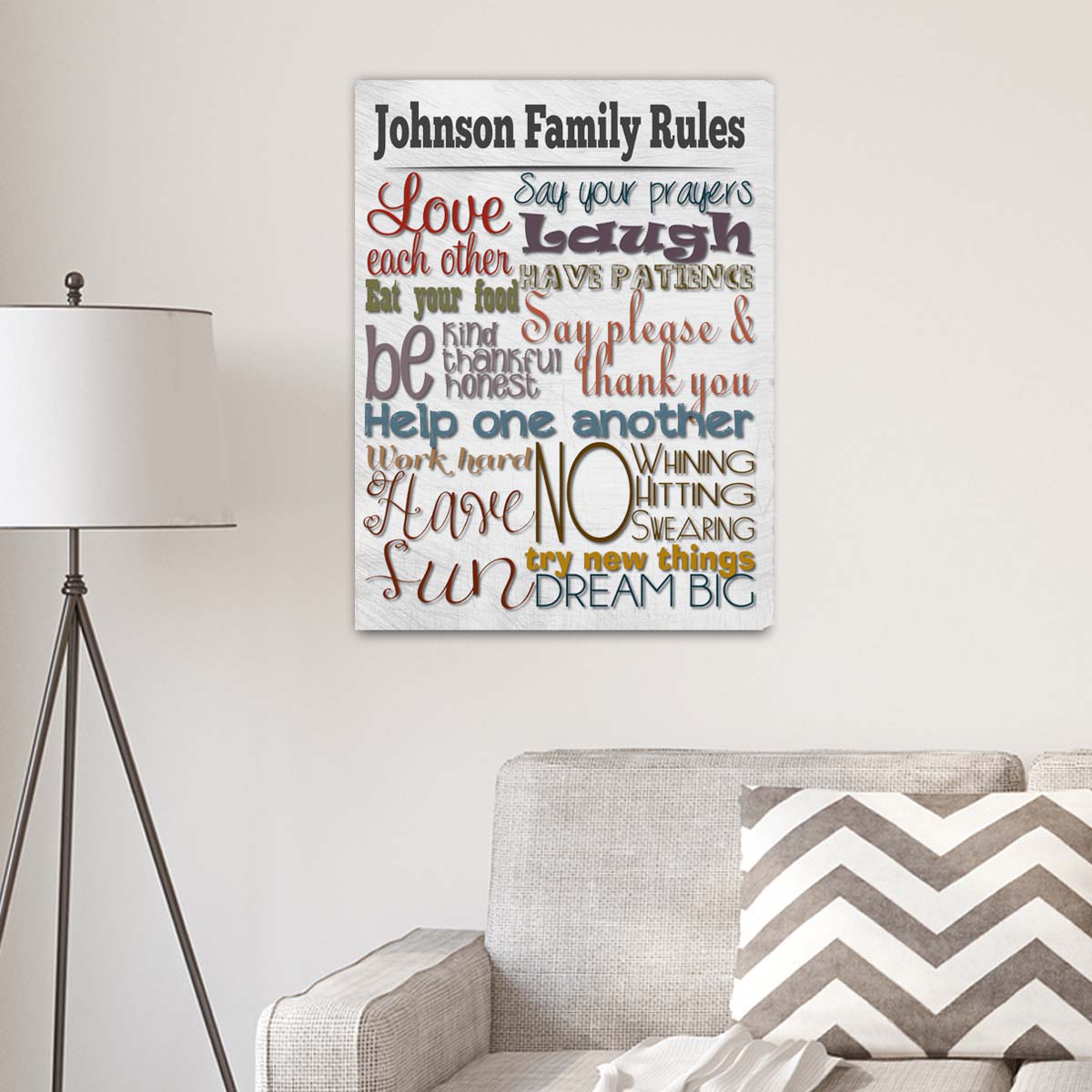 Personalized Rules of the House Canvas Print - Way Up Gifts