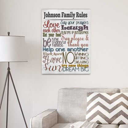 Personalized Rules of the House Canvas Print - Way Up Gifts