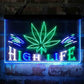 Marijuana Hemp Leaf High Life 3-Color LED Neon Light Sign - Way Up Gifts