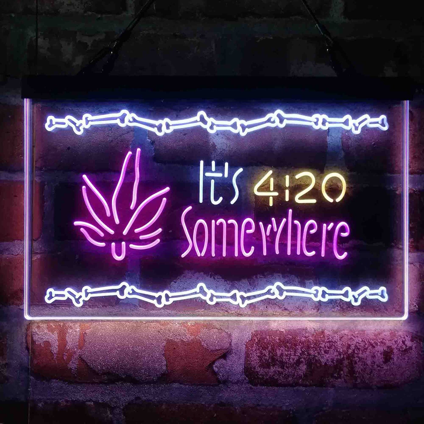 Marijuana It's 4:20 Somewhere Weed High Life 3-Color LED Neon Light Sign - Way Up Gifts