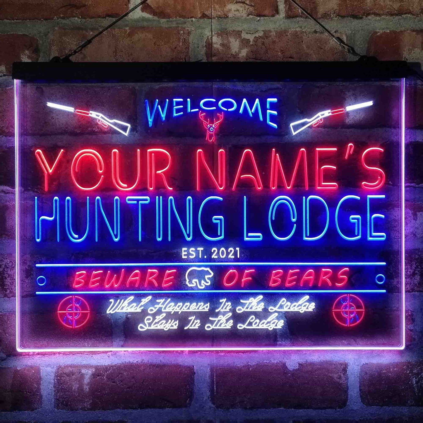 Personalized Hunting Lodge 3-Color LED Neon Light Sign - Way Up Gifts