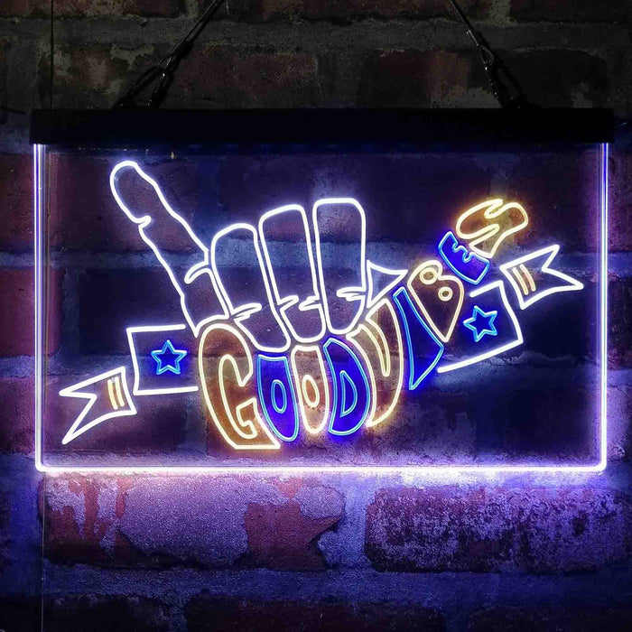 Good Vibes Hand Rock n Roll 3-Color LED Neon Light Sign - Way Up Gifts