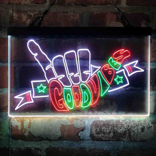 Good Vibes Hand Rock n Roll 3-Color LED Neon Light Sign - Way Up Gifts