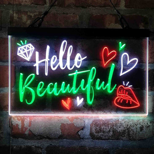 Hello Beautiful Lady Room Decoration 3-Color LED Neon Light Sign - Way Up Gifts