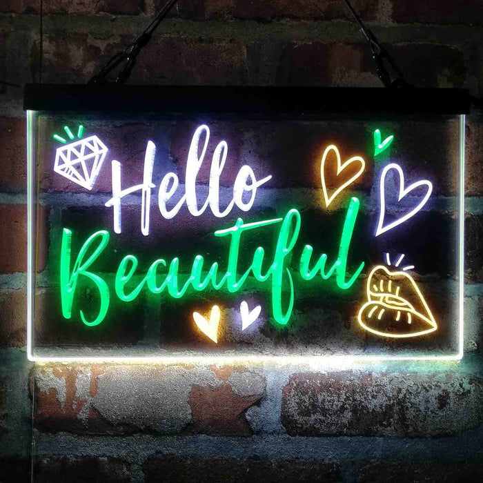 Hello Beautiful Lady Room Decoration 3-Color LED Neon Light Sign - Way Up Gifts