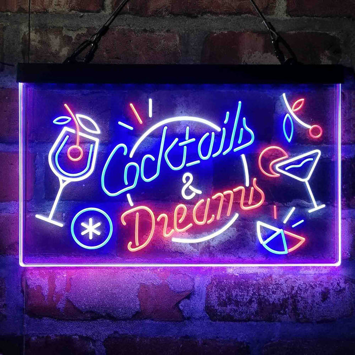 Cocktails & Dreams Bar Drinks 3-Color LED Neon Light Sign - Way Up Gifts