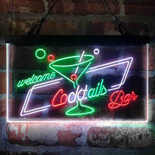 Cocktails Bar Welcome 3-Color LED Neon Light Sign - Way Up Gifts