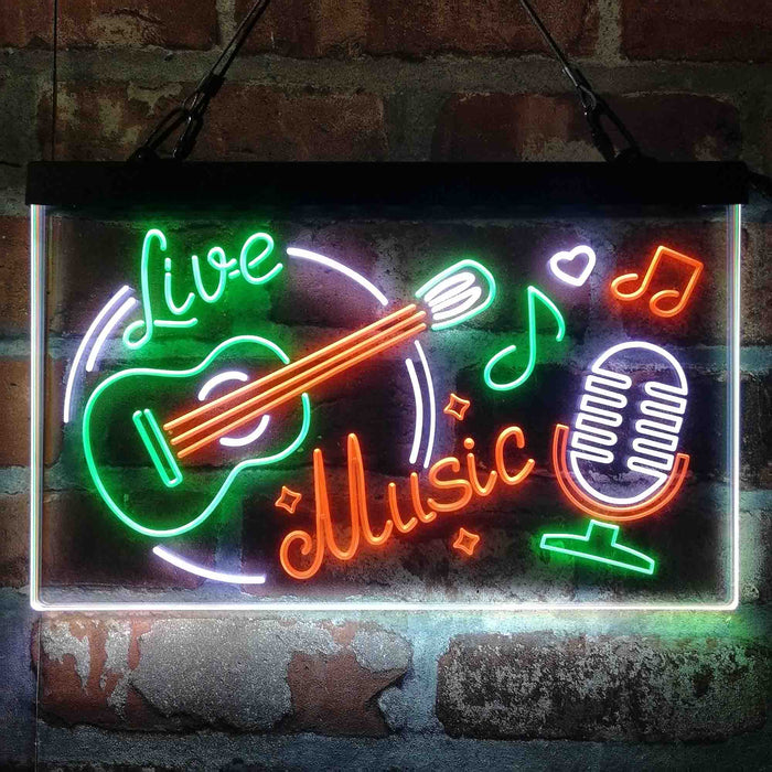 Live Music Guitar Room 3-Color LED Neon Light Sign - Way Up Gifts