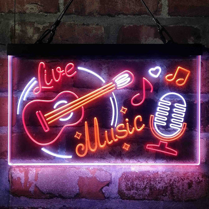 Live Music Guitar Room 3-Color LED Neon Light Sign - Way Up Gifts