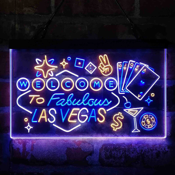 Welcome to Las Vegas Casino Beer Bar 3-Color LED Neon Light Sign - Way Up Gifts