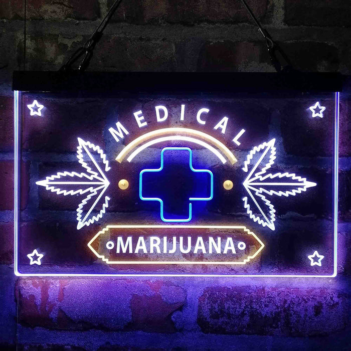 Medical Marijuana Cross Sold Here 3-Color LED Neon Light Sign - Way Up Gifts