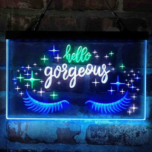 Hello Gorgeous Eyelash Room 3-Color LED Neon Light Sign - Way Up Gifts