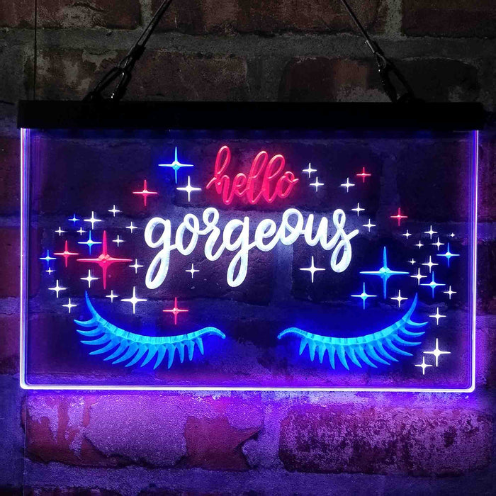 Hello Gorgeous Eyelash Room 3-Color LED Neon Light Sign - Way Up Gifts