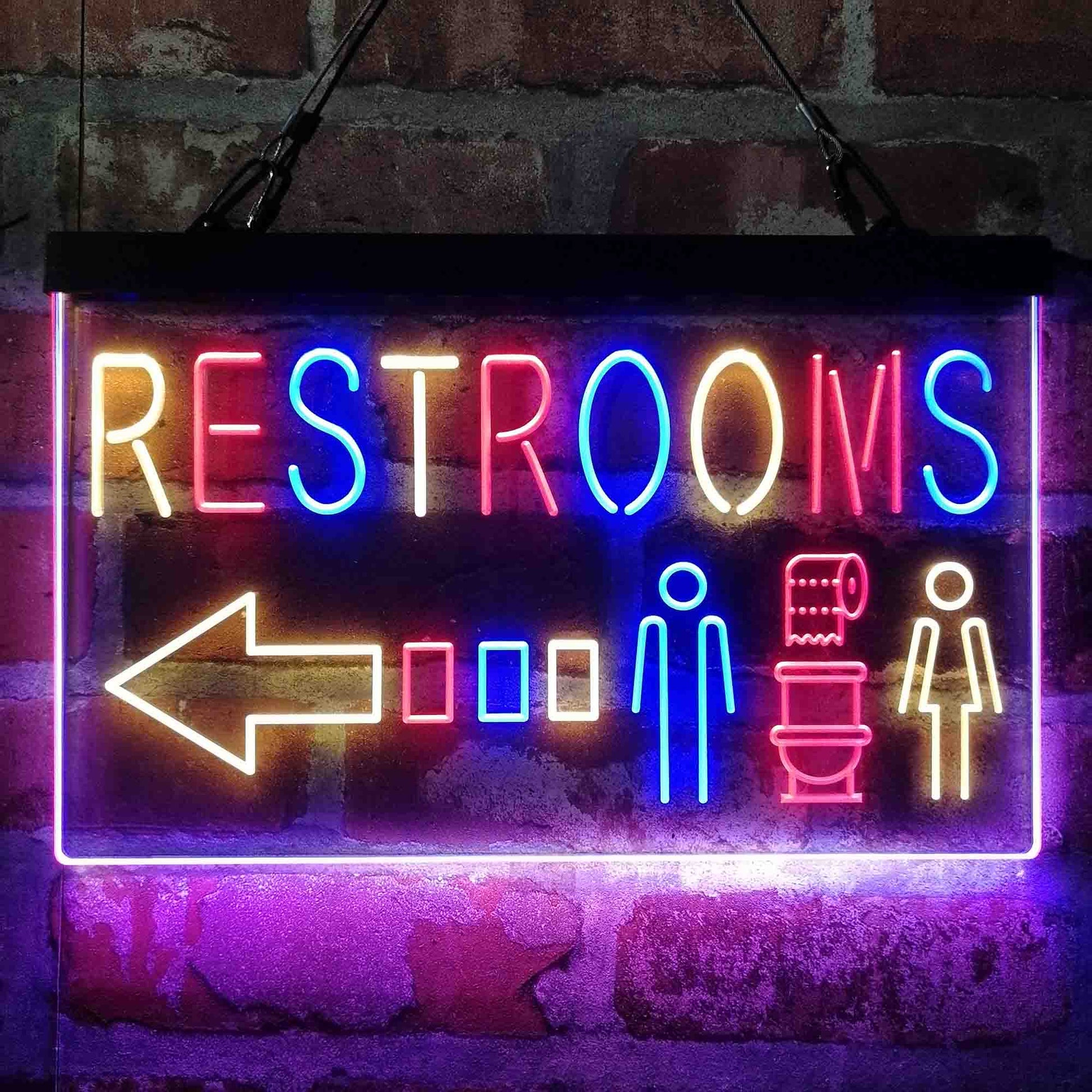 Restroom Toilet Men Women Unisex 3-Color LED Neon Light Sign – Way