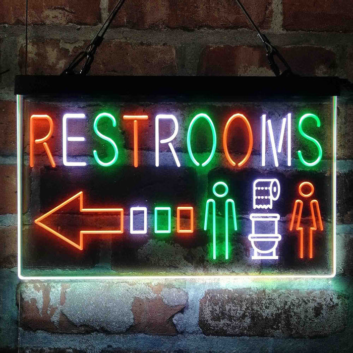 Restroom Toilet Men Women Left Arrow 3-Color LED Neon Light Sign - Way Up Gifts