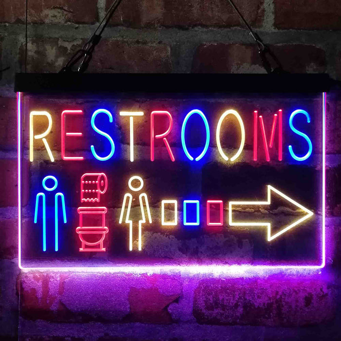 Restroom Men Women Toilet Right Arrow 3-Color LED Neon Light Sign - Way Up Gifts