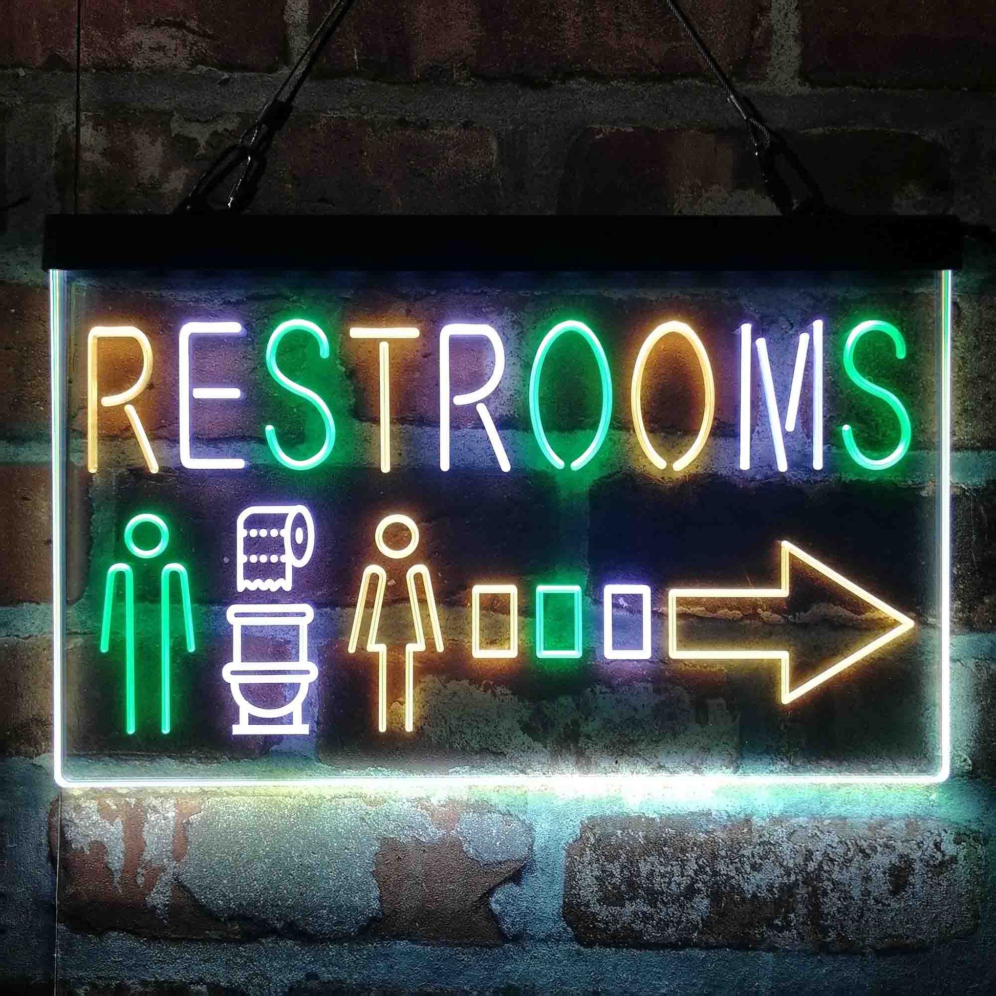 Toilets LED Neon Light Sign, Male Female WC Loo Restroom Hanging Wall  Display