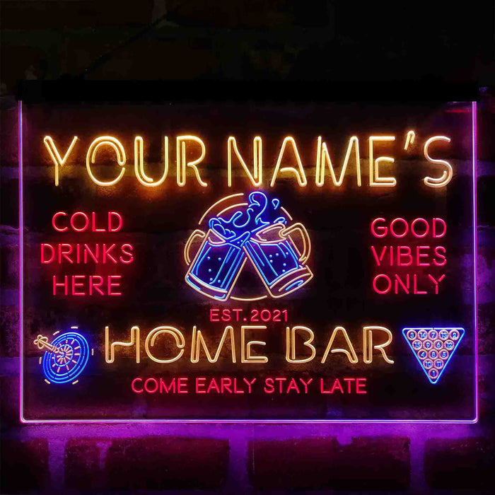 Personalized Beer Mugs Cheers Snooker 3-Color LED Neon Light Sign - Way Up Gifts
