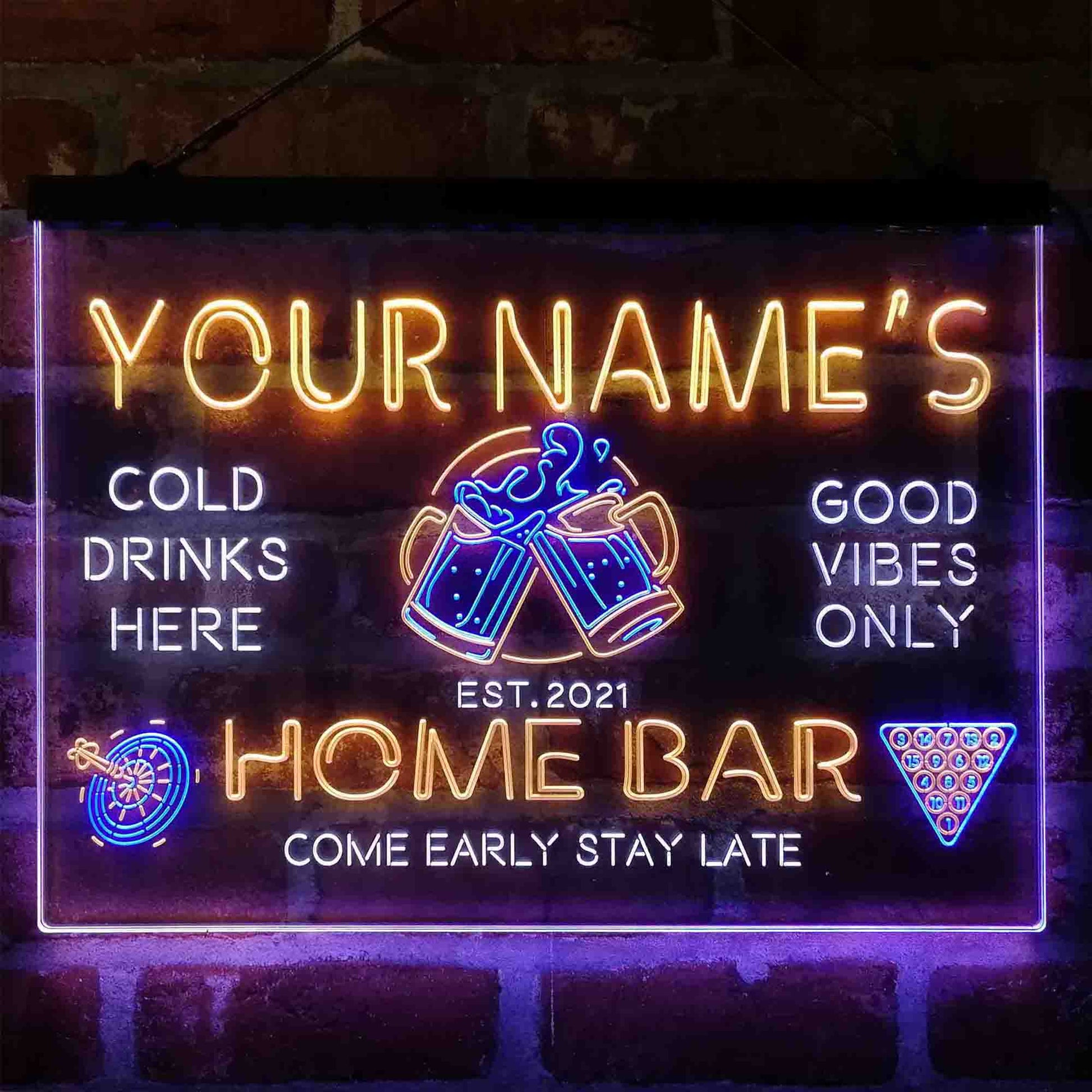 Personalized Beer Mugs Cheers Snooker 3-Color LED Neon Light Sign - Way Up Gifts