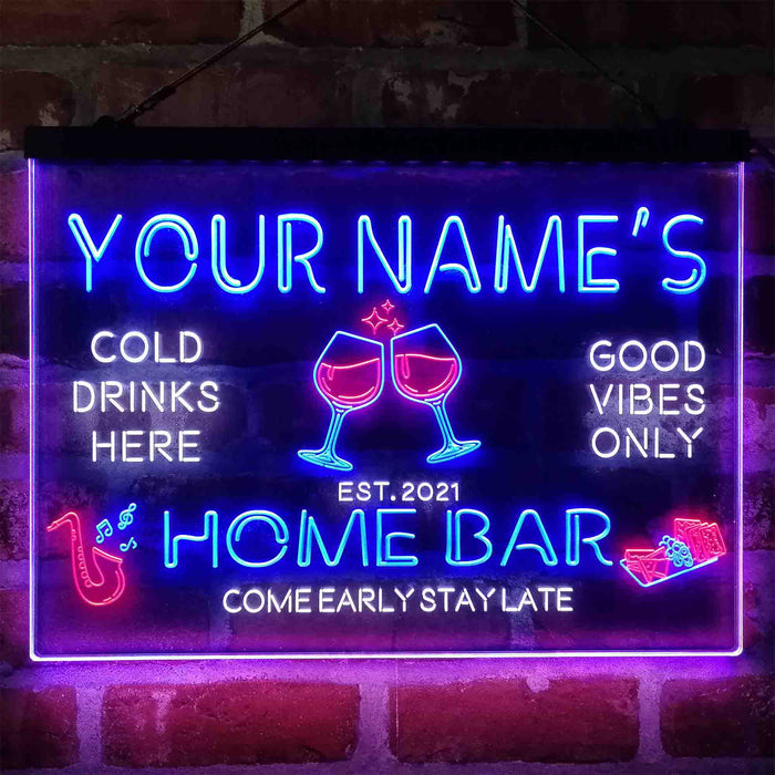 Personalized Red Wine Glass Home Bar 3-Color LED Neon Light Sign - Way Up Gifts