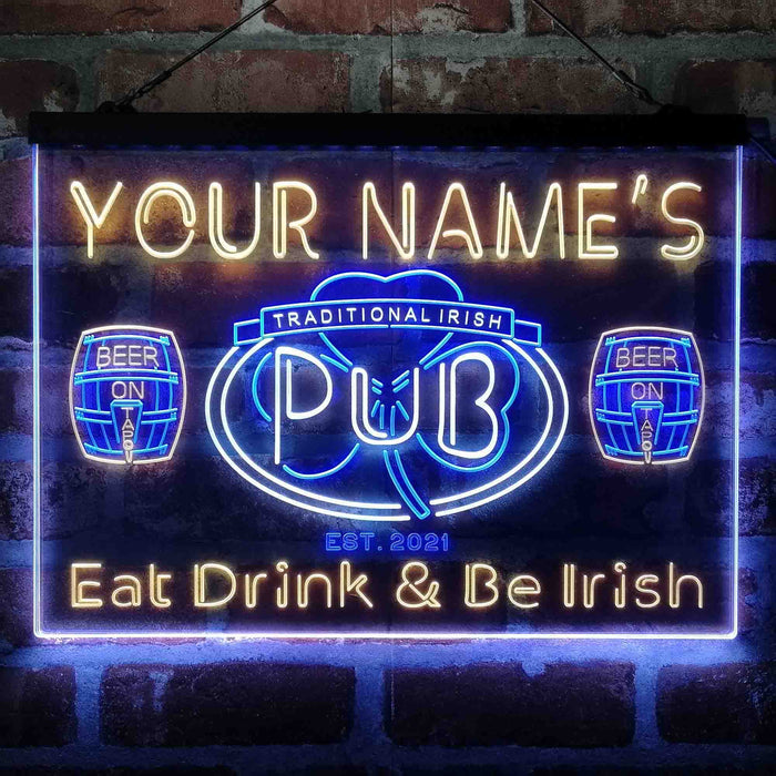 Personalized Irish Pub Shamrock 3-Color LED Neon Light Sign - Way Up Gifts
