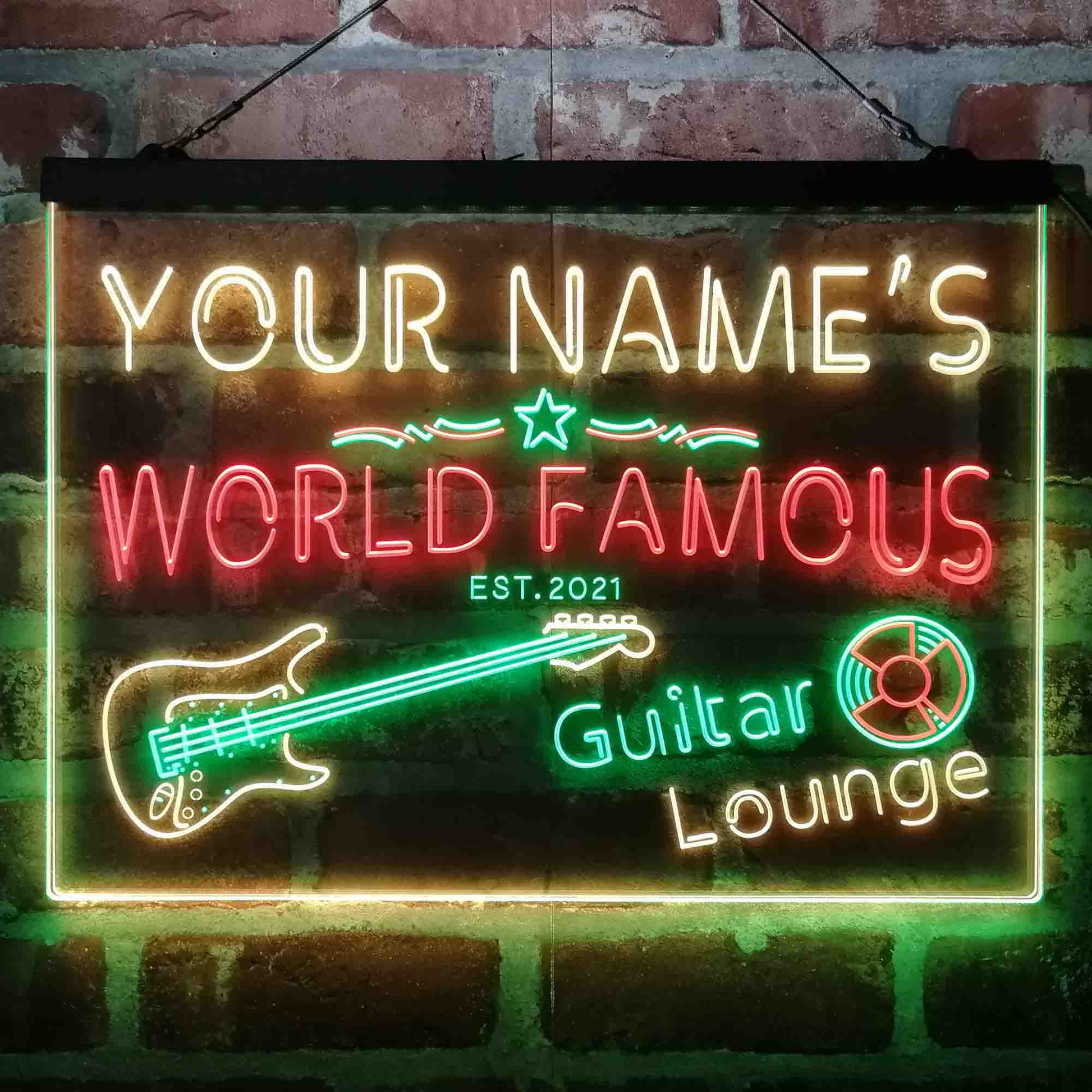 Personalized Guitar Lounge Music 3-Color LED Neon Light Sign - Way Up Gifts