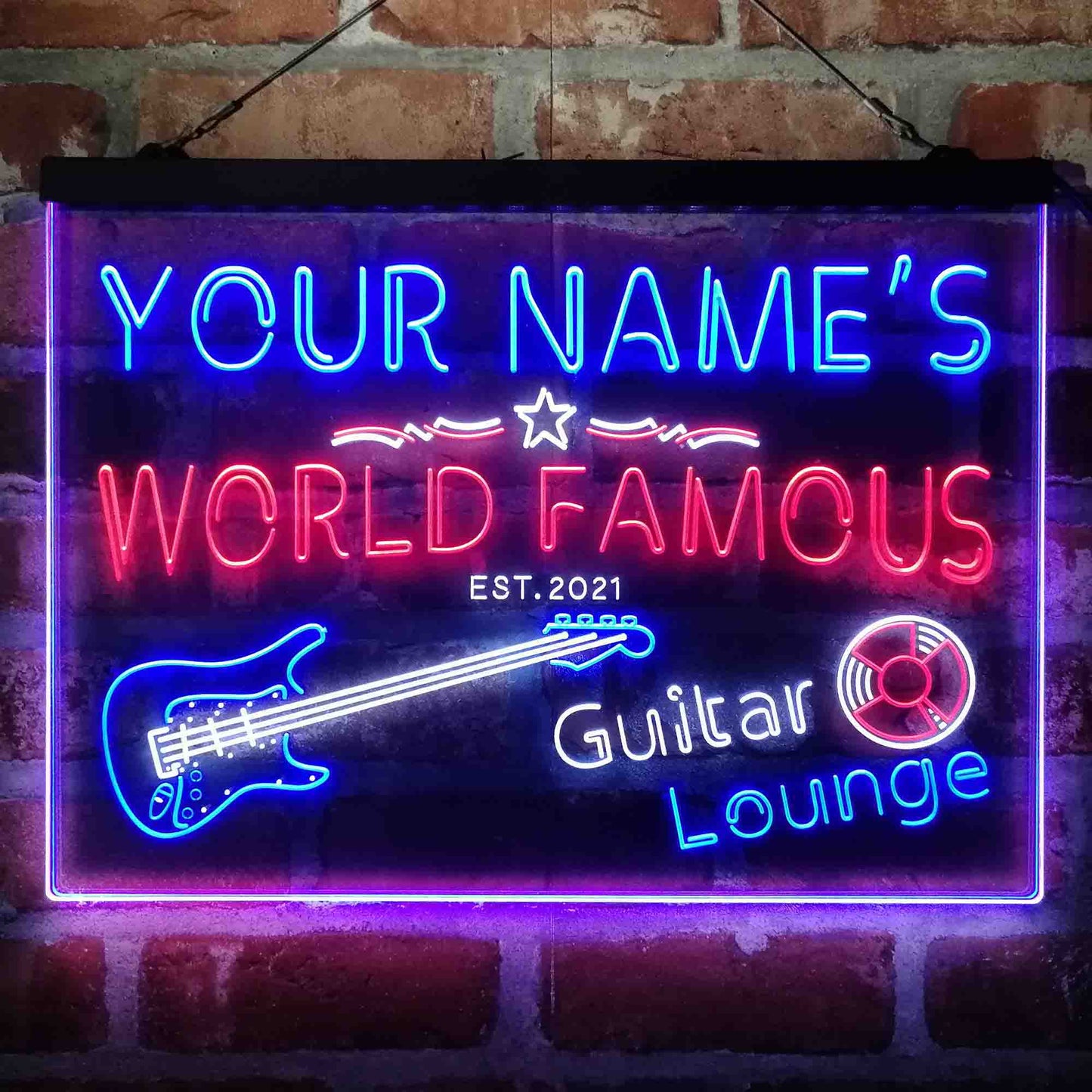 Personalized Guitar Lounge Music 3-Color LED Neon Light Sign - Way Up Gifts