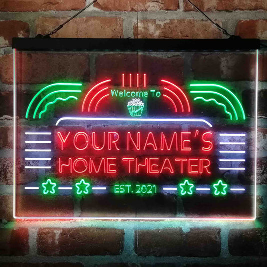 Personalized Home Theater 3-Color LED Neon Light Sign - Way Up Gifts