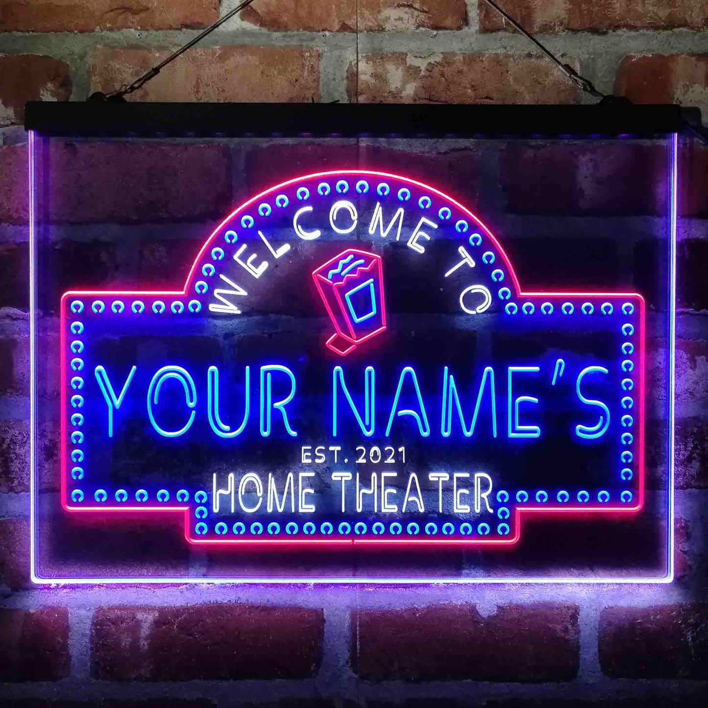 Personalized Home Cinema 3-Color LED Neon Light Sign - Way Up Gifts