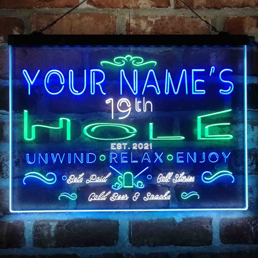 Personalized 19th Hole Golf Club 3-Color LED Neon Light Sign - Way Up Gifts