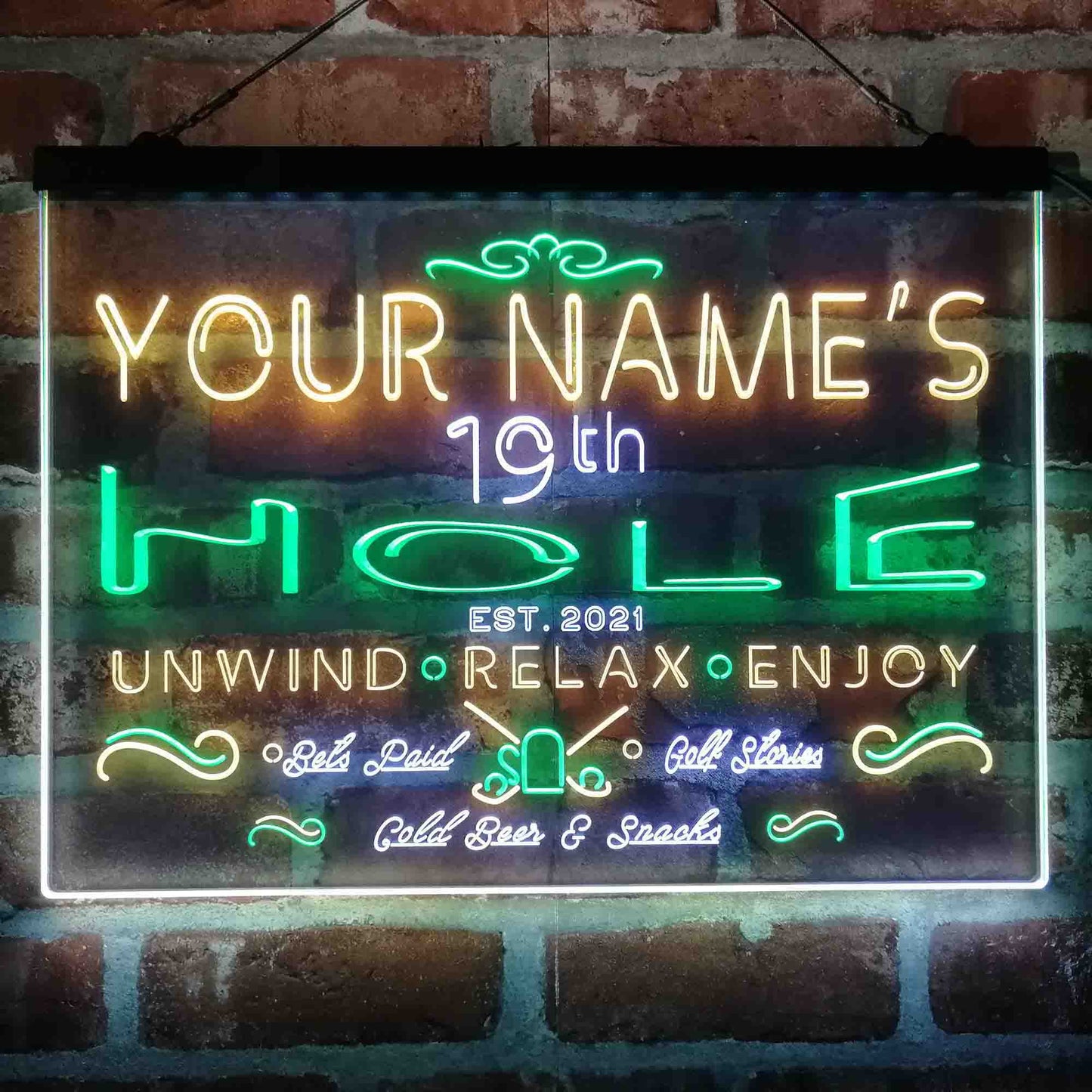 Personalized 19th Hole Golf Club 3-Color LED Neon Light Sign - Way Up Gifts