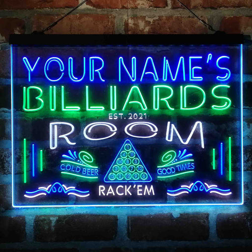 Personalized Billiards Room 3-Color LED Neon Light Sign - Way Up Gifts