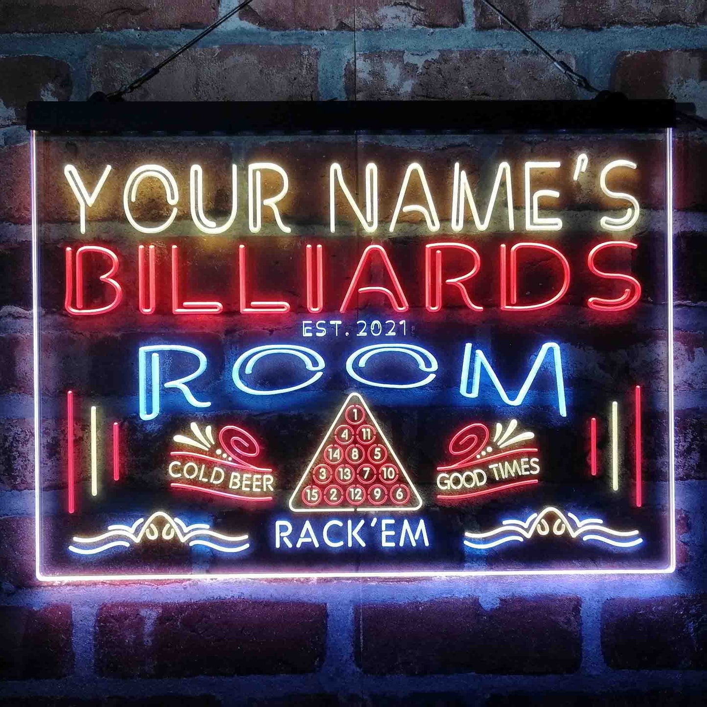 Personalized Billiards Room 3-Color LED Neon Light Sign - Way Up Gifts