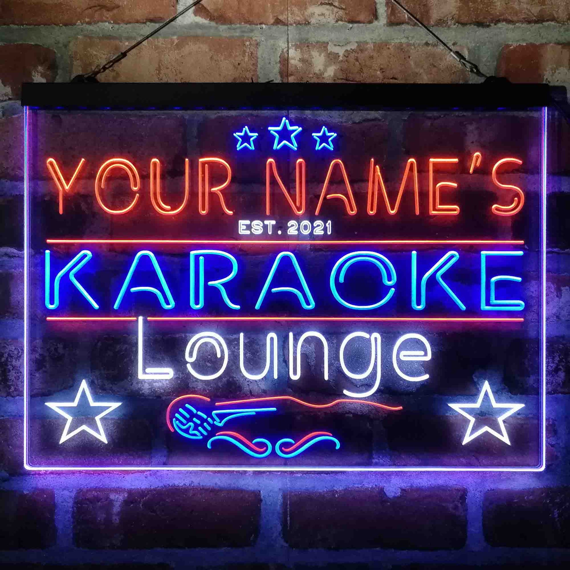 Personalized Karoke Lounge 3-Color LED Neon Light Sign - Way Up Gifts