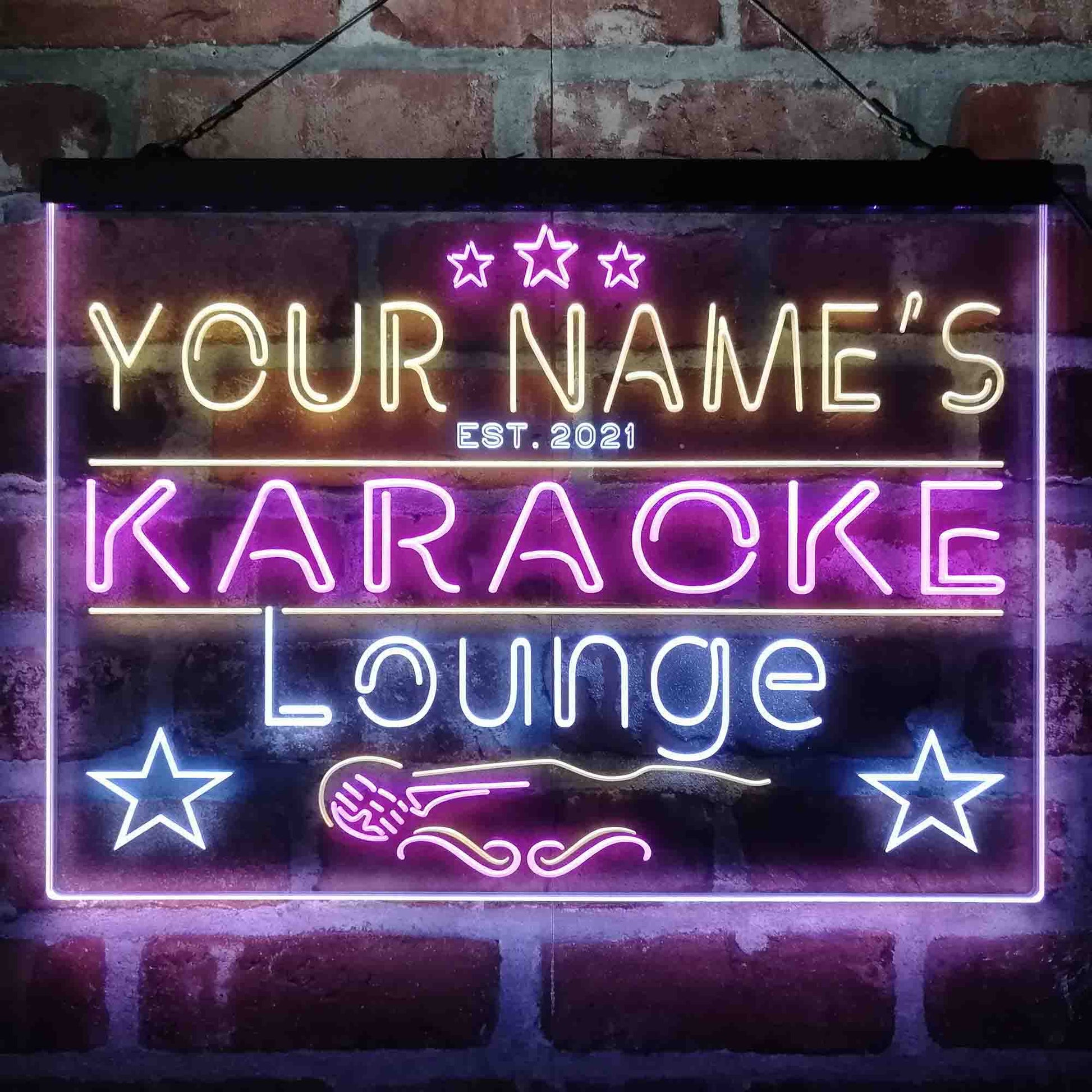 Personalized Karoke Lounge 3-Color LED Neon Light Sign - Way Up Gifts