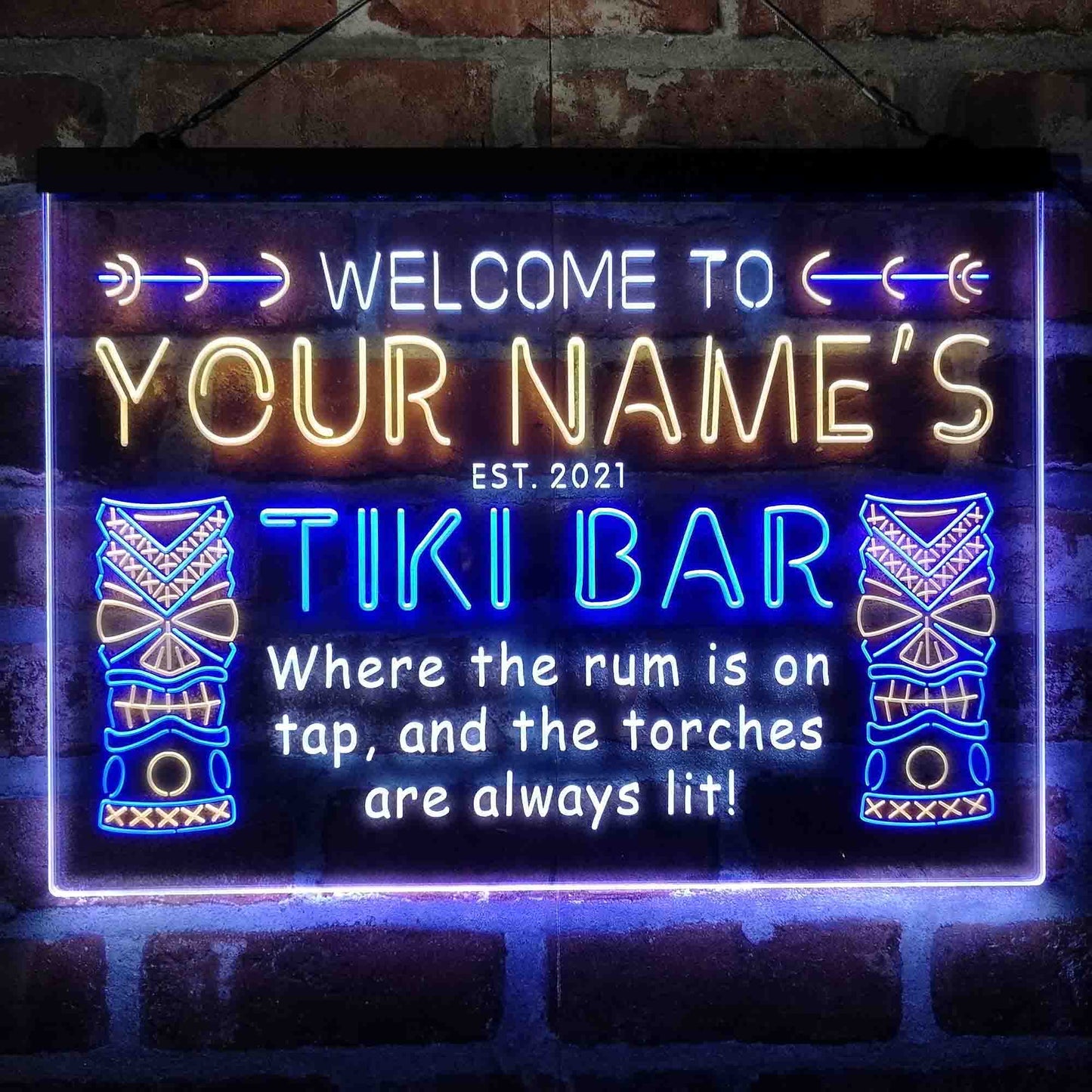 Personalized Tiki Bar 3-Color LED Neon Light Sign - Way Up Gifts