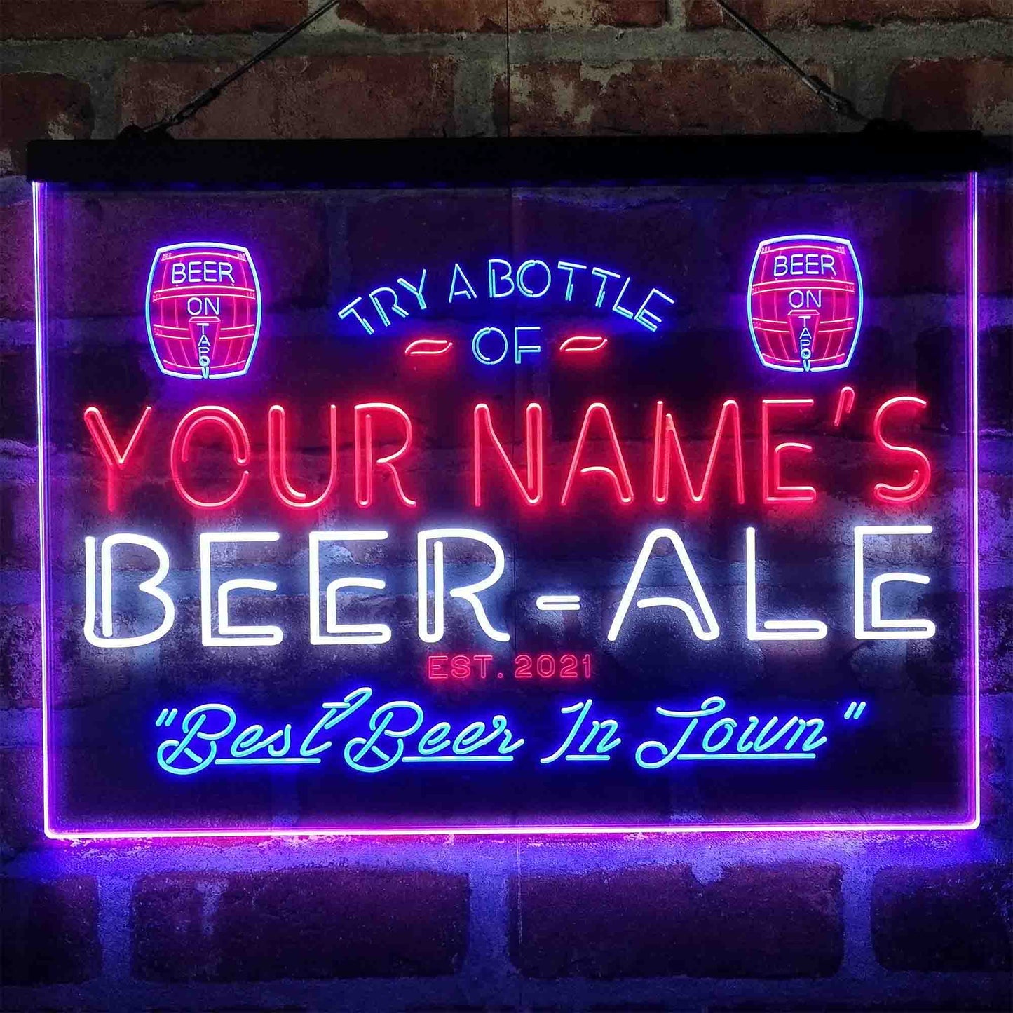 Personalized Bar Beer Ale Pub 3-Color LED Neon Light Sign - Way Up Gifts