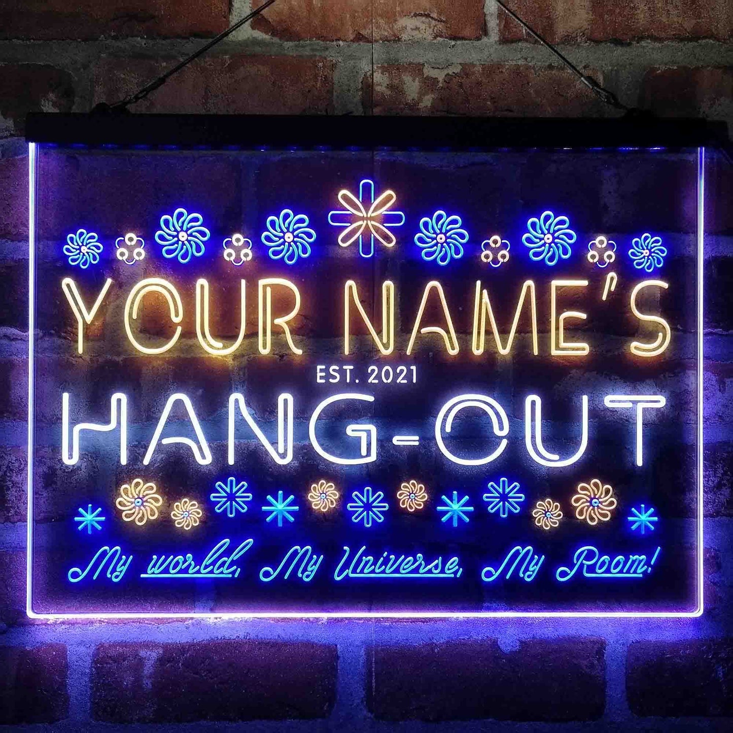 Personalized Hang-Out Man Cave 3-Color LED Neon Light Sign - Way Up Gifts
