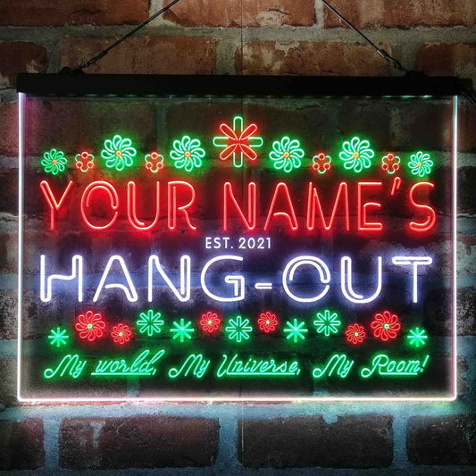 Personalized Hang-Out Man Cave 3-Color LED Neon Light Sign - Way Up Gifts