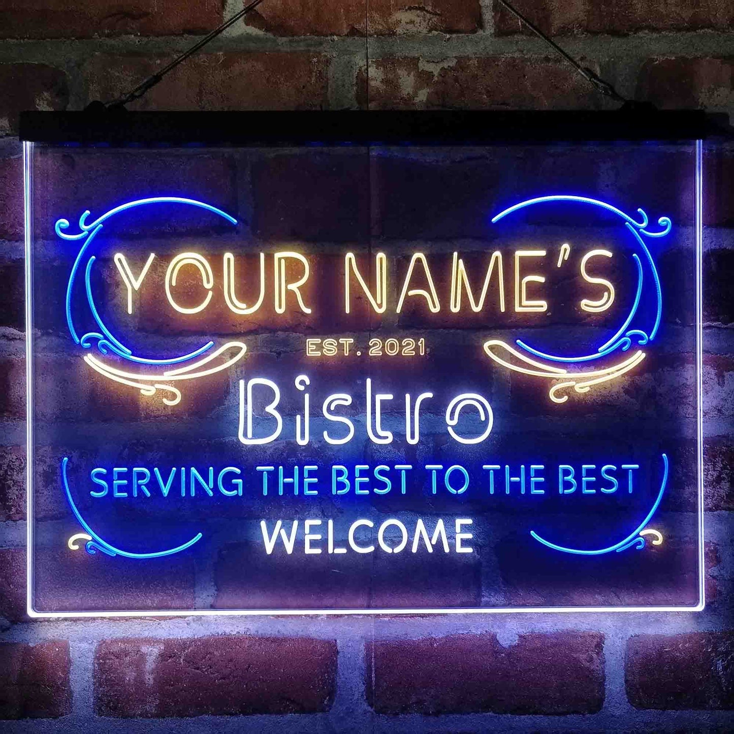 Personalized Bistro Kitchen Deco 3-Color LED Neon Light Sign - Way Up Gifts