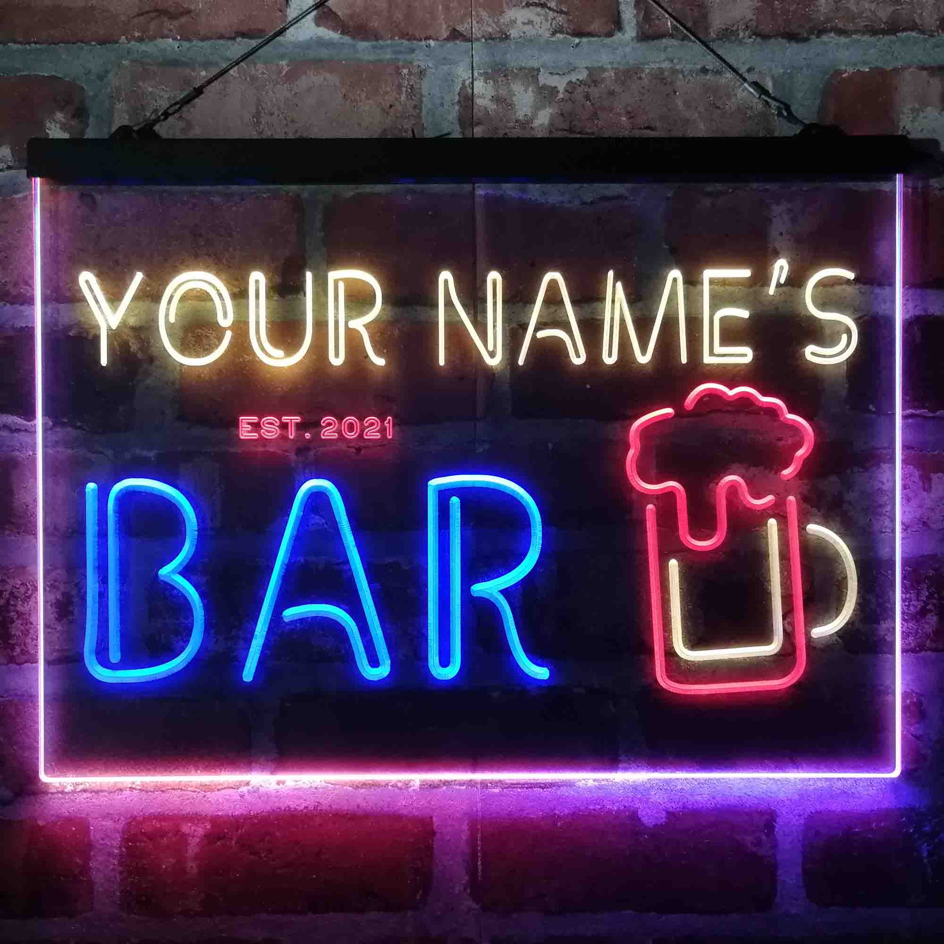 Personalized Pub Club Den Cabin 3-Color LED Neon Light Sign - Way Up Gifts