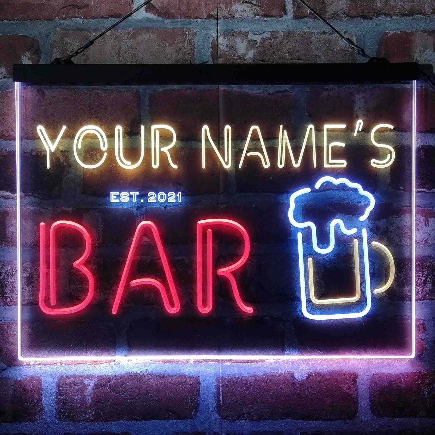 Personalized Pub Club Den Cabin 3-Color LED Neon Light Sign - Way Up Gifts