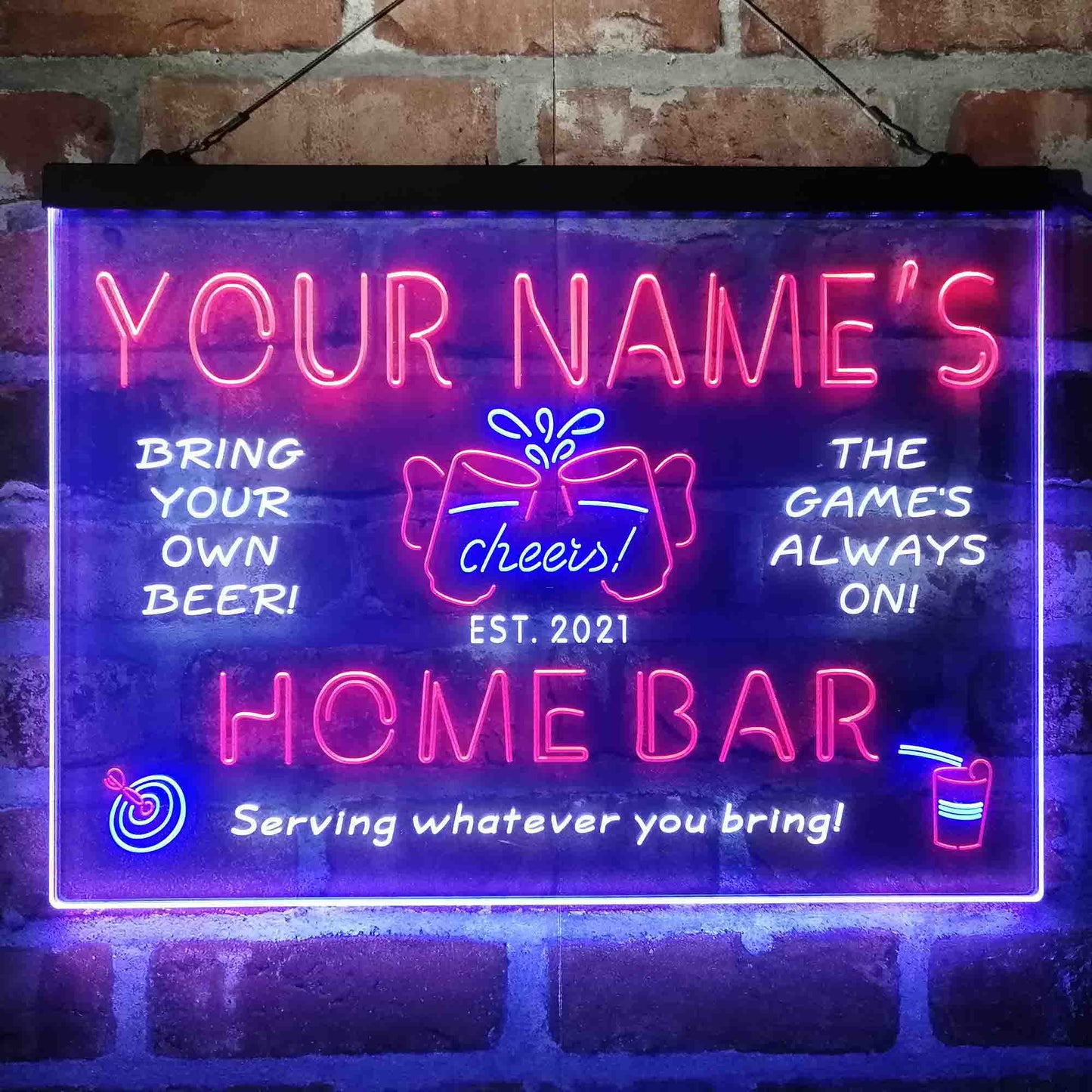 Personalized Home Bar Cheers 3-Color LED Neon Light Sign - Way Up Gifts