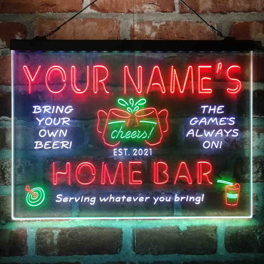 Personalized Home Bar Cheers 3-Color LED Neon Light Sign - Way Up Gifts