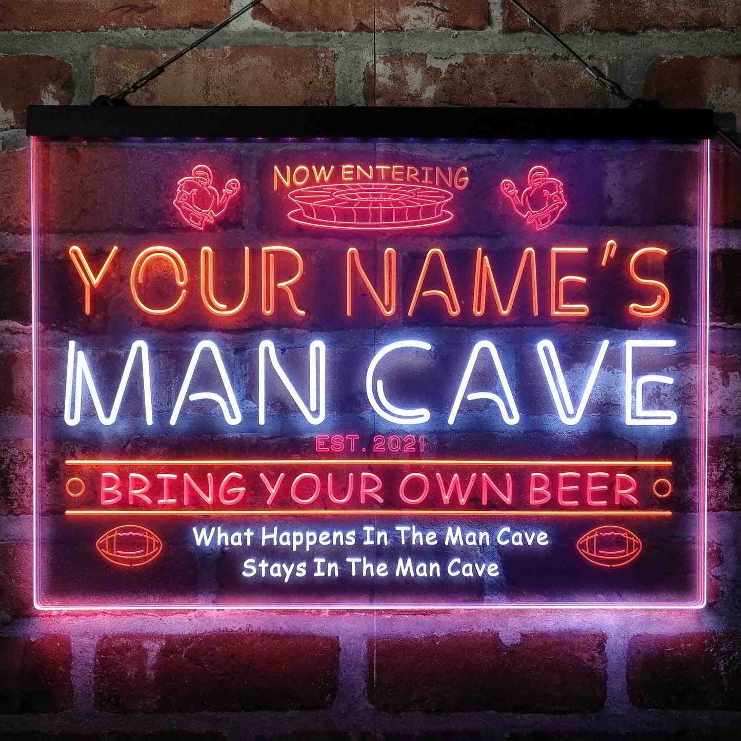 Personalized National Football Bar 3-Color LED Neon Light Sign - Way Up Gifts