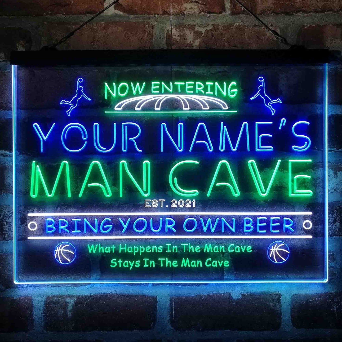 Personalized Basketball Man Cave 3-Color LED Neon Light Sign - Way Up Gifts
