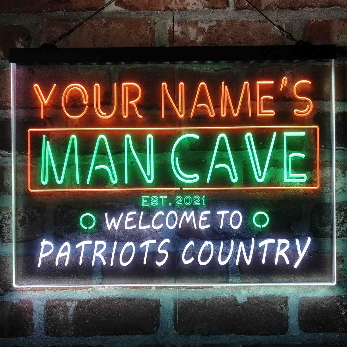 Personalized Patriots Country Man Cave 3-Color LED Neon Light Sign - Way Up Gifts